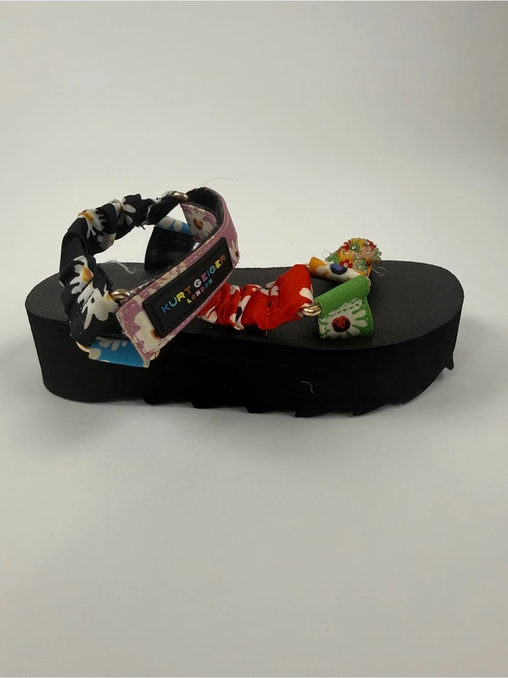 Kurt Geiger London Kids Floral Platform Slide Sandals Beaded Multicolor